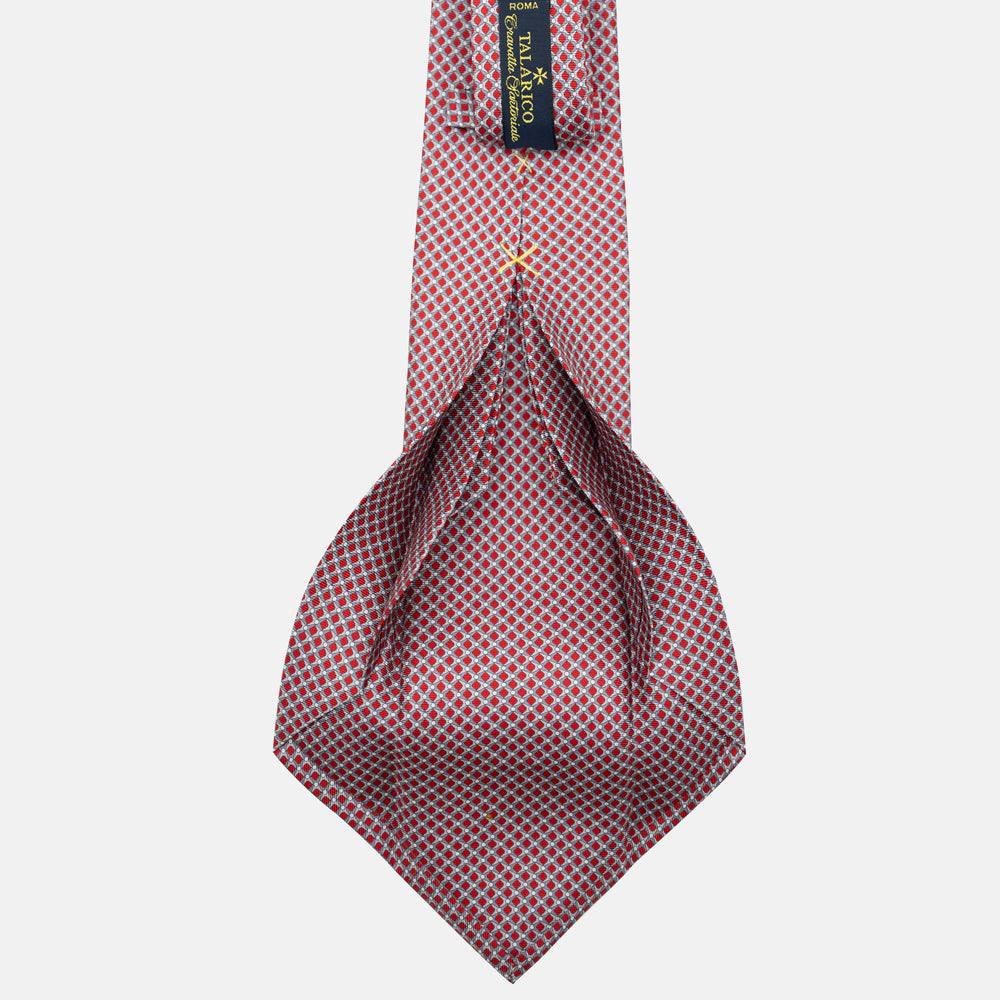 7-Fold Silk Tie with Geometric Pattern, Red JC056340-7