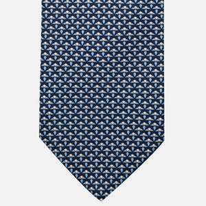3-Fold Silk Tie, Micro Pattern, Blue and Grey - JC056665-10