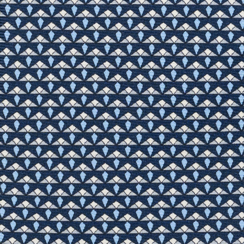 3-Fold Silk Tie, Micro Pattern, Blue and Grey - JC056665-10