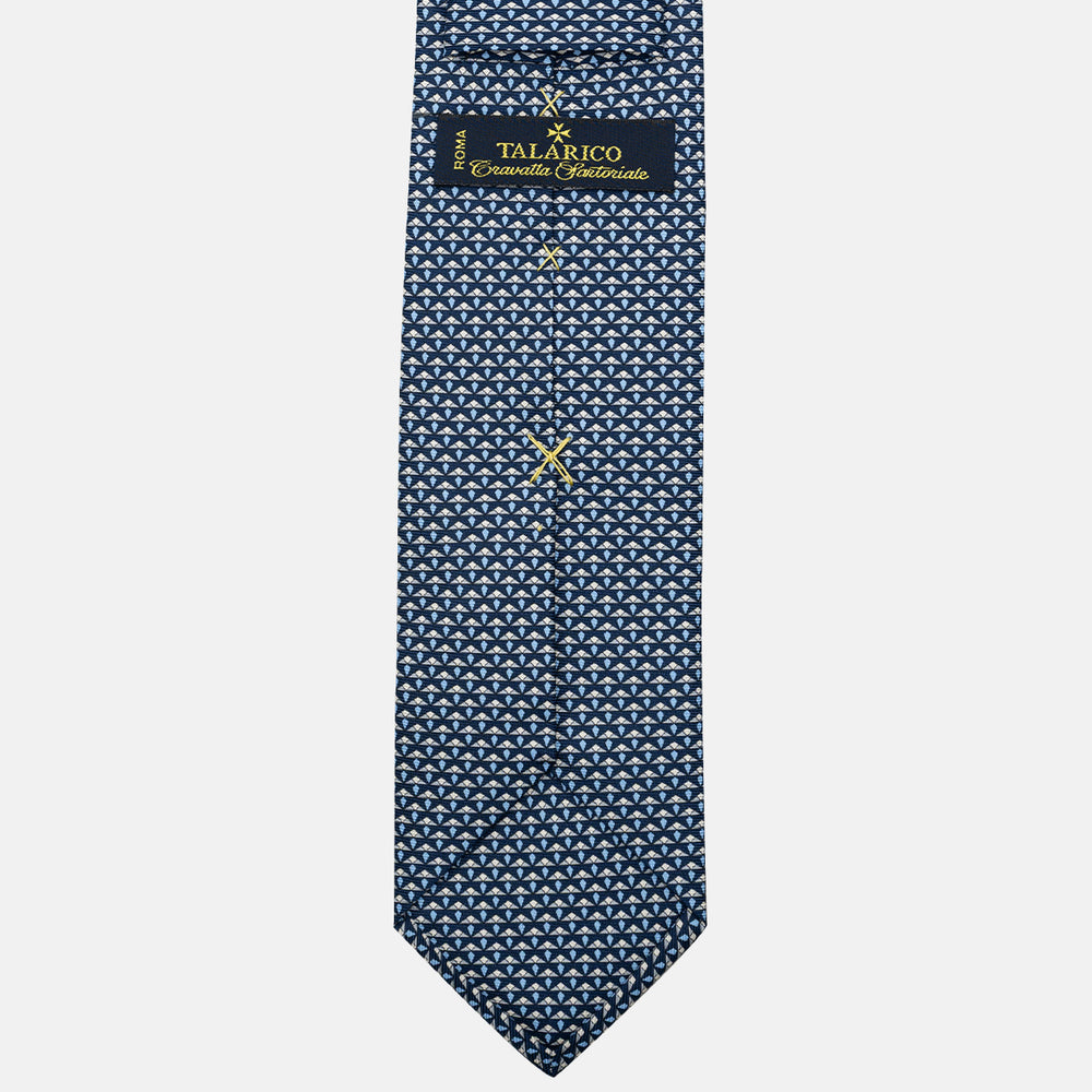 3-Fold Silk Tie, Micro Pattern, Blue and Grey - JC056665-10