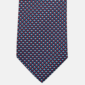 Cravatta 3 pieghe in Seta, Micro Fantasia, Blu Rosso - JC056665-1