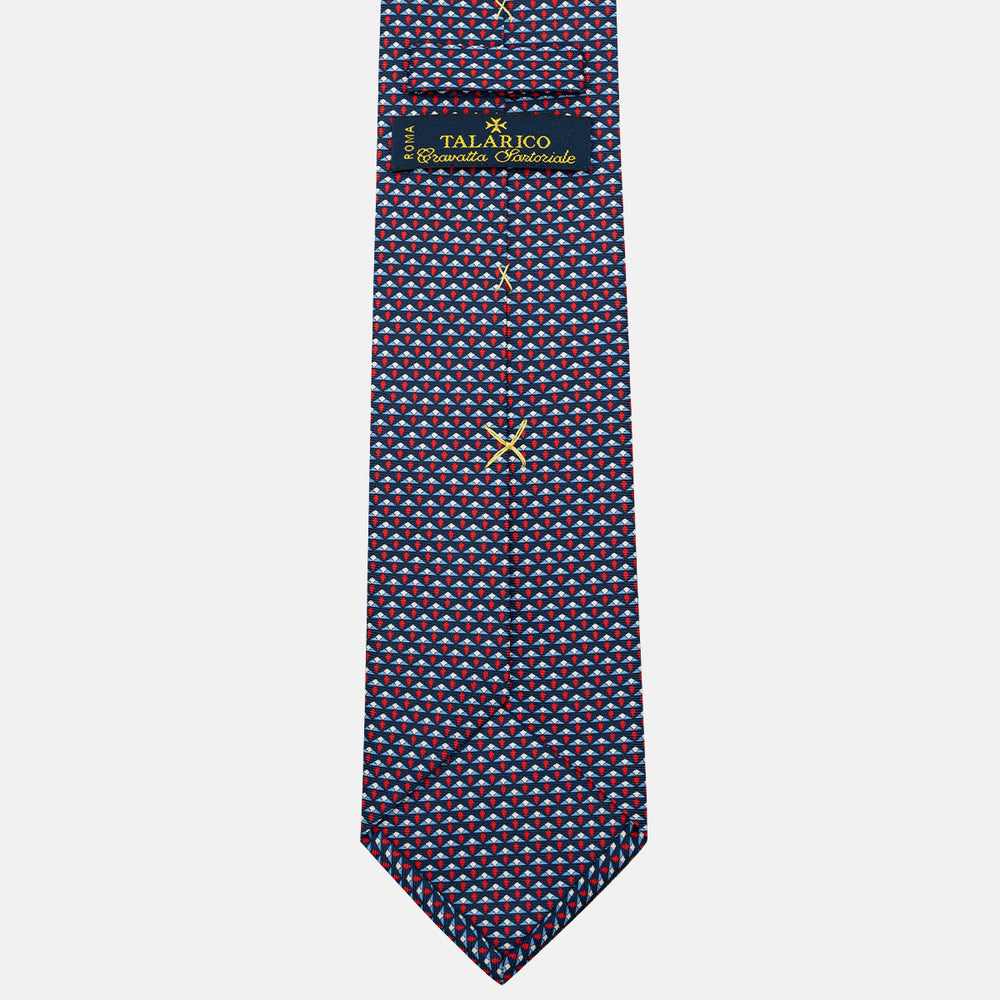 Cravatta 3 pieghe in Seta, Micro Fantasia, Blu Rosso - JC056665-1