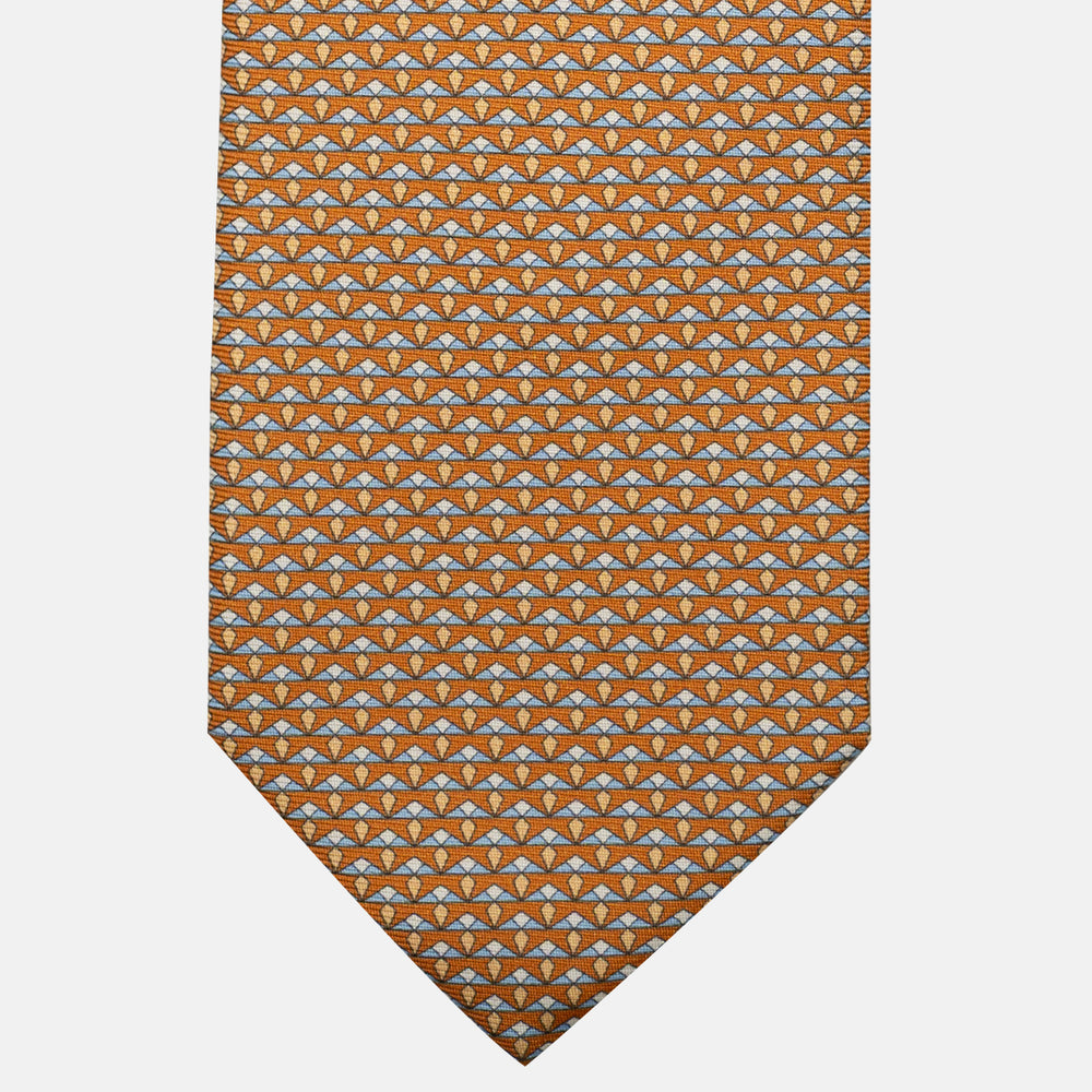 3-Fold Silk Tie, Micro Pattern, Yellow - JC056665-2