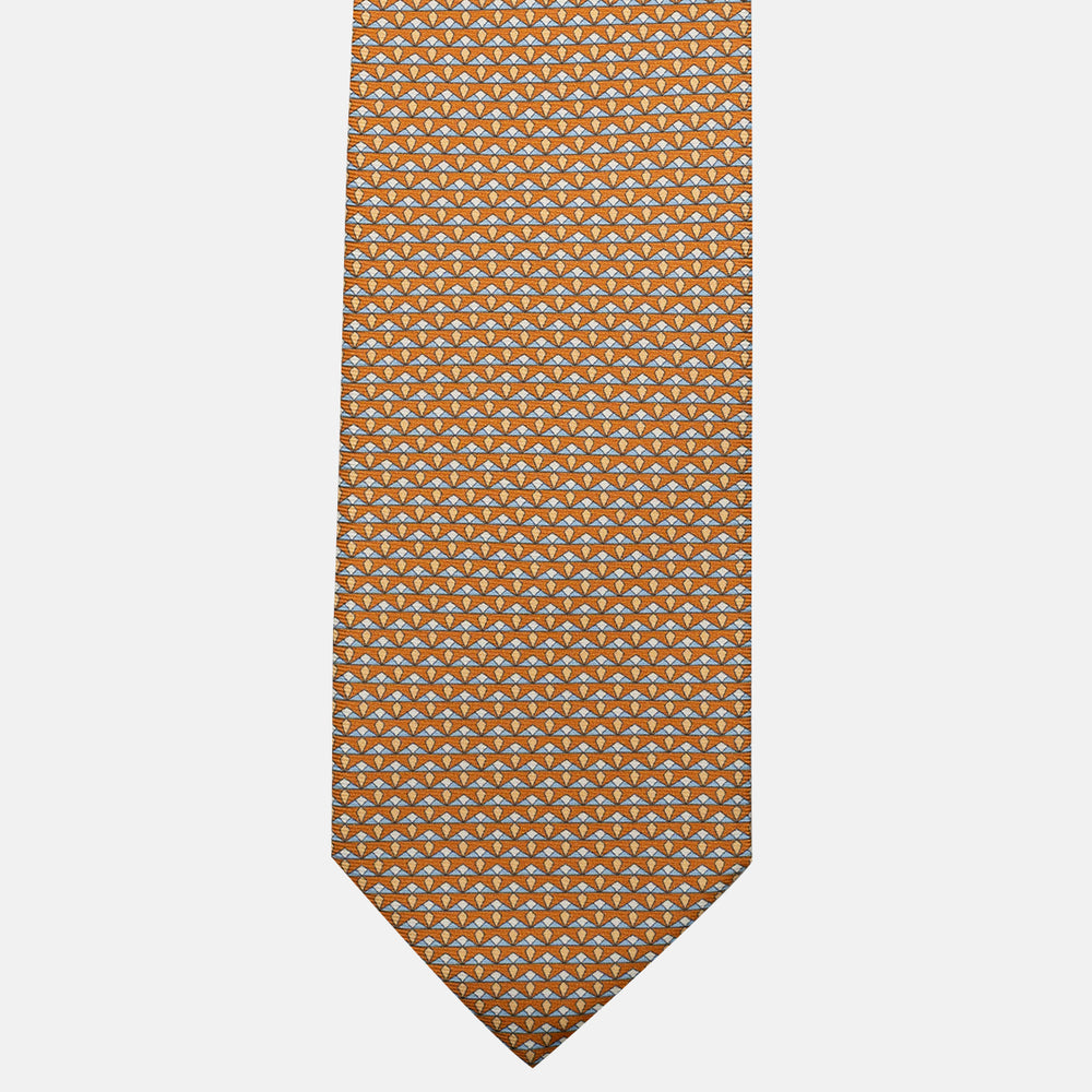 3-Fold Silk Tie, Micro Pattern, Yellow - JC056665-2