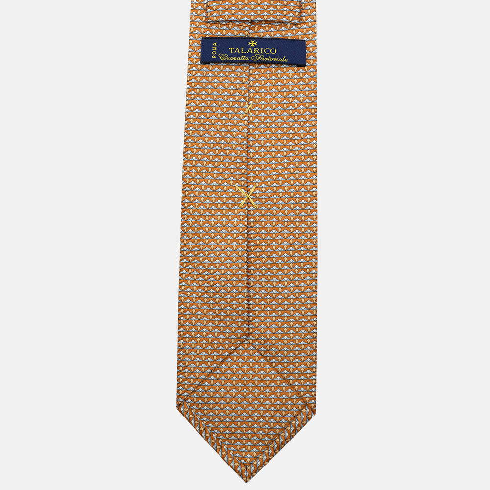 3-Fold Silk Tie, Micro Pattern, Yellow - JC056665-2