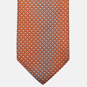 3-Fold Silk Tie, Micro Pattern, Orange - JC056665-3