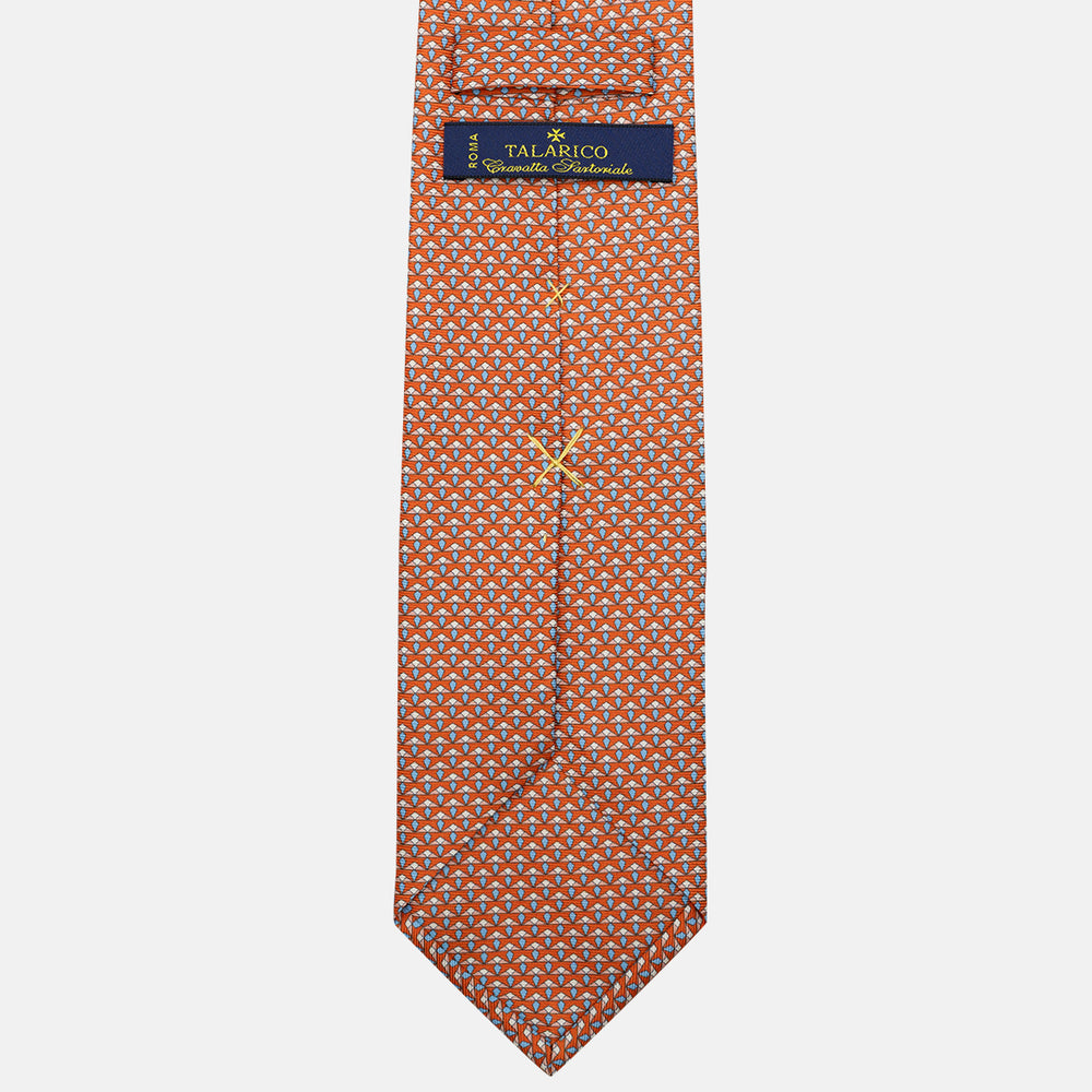 3-Fold Silk Tie, Micro Pattern, Orange - JC056665-3