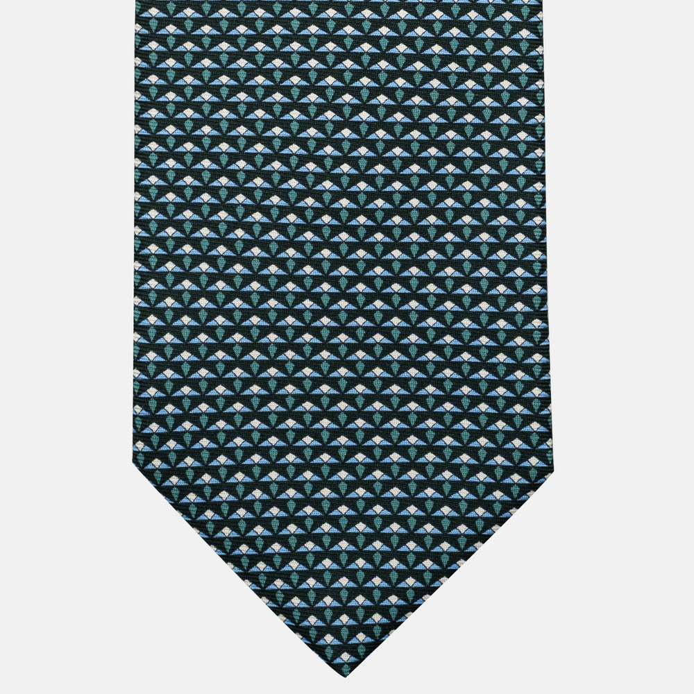 3-Fold Silk Tie, Micro Pattern, Green - JC056665-4