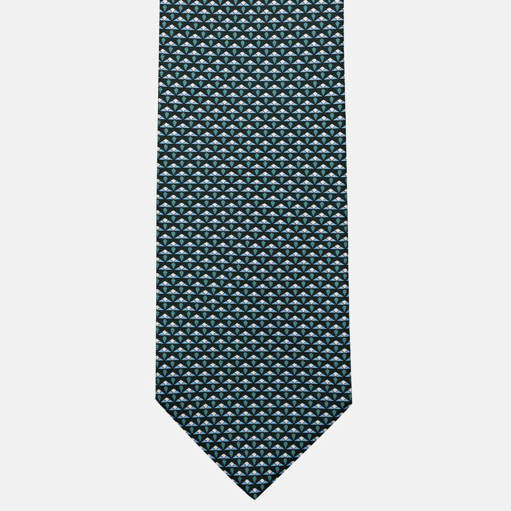 3-Fold Silk Tie, Micro Pattern, Green - JC056665-4