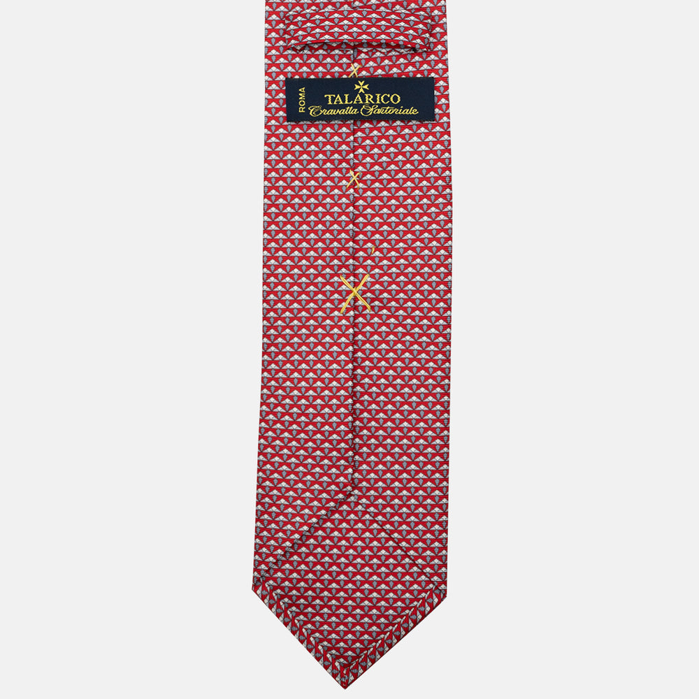 3-Fold Silk Tie, Micro Pattern, Red - JC056665-5