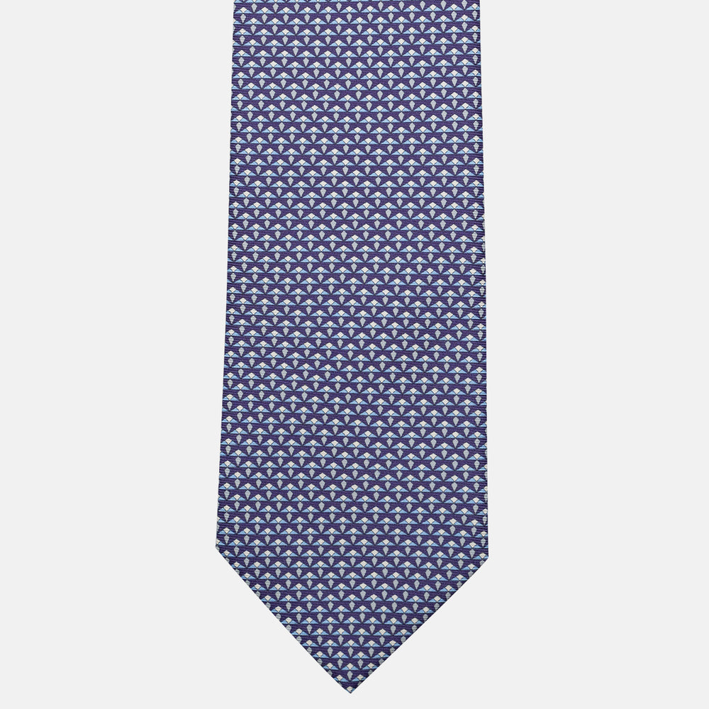 Cravatta 3 pieghe in Seta, Micro Fantasia, Viola - JC056665-6