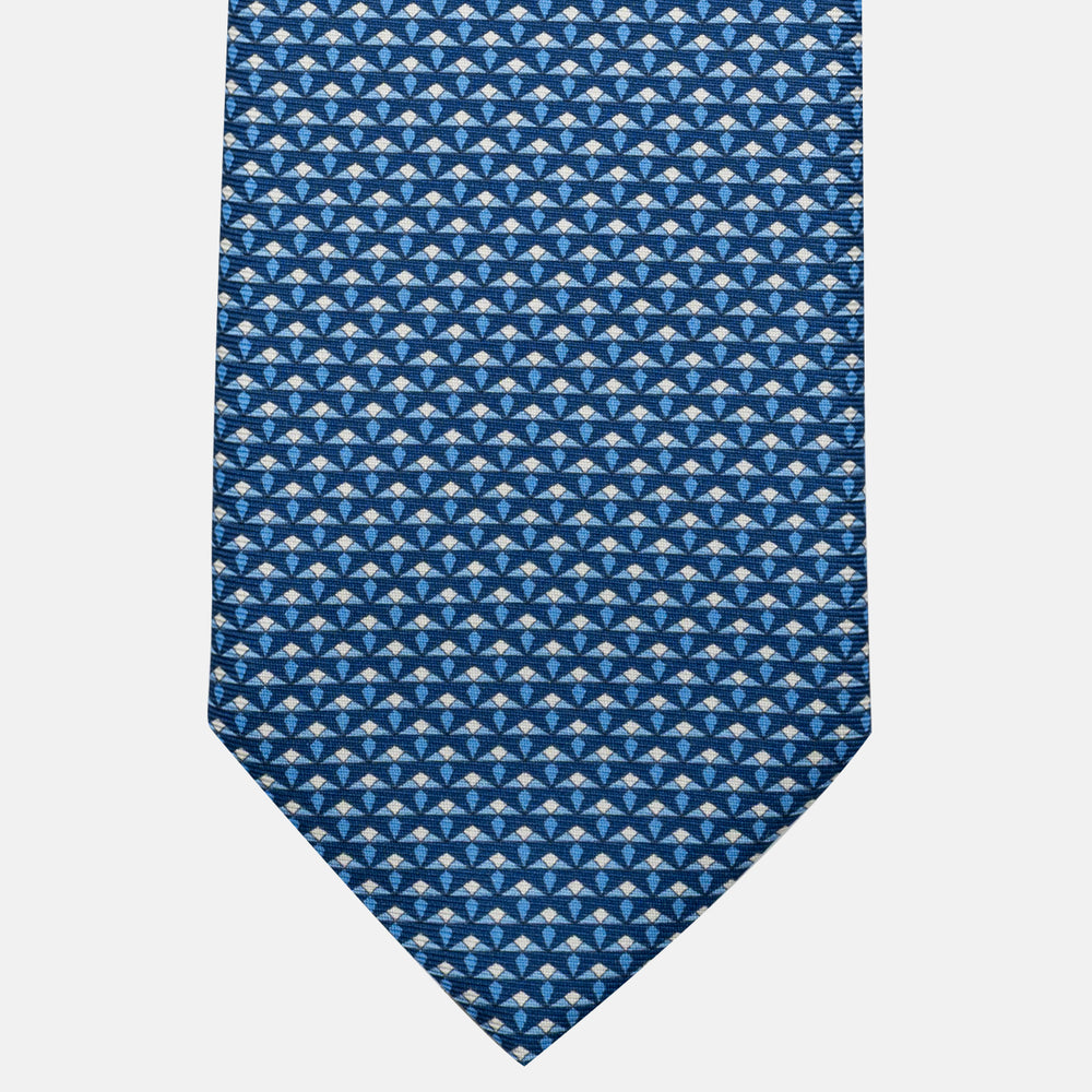 3-Fold Silk Tie, Micro Pattern, Light Blue - JC056665-7