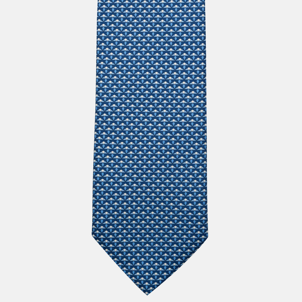 3-Fold Silk Tie, Micro Pattern, Light Blue - JC056665-7