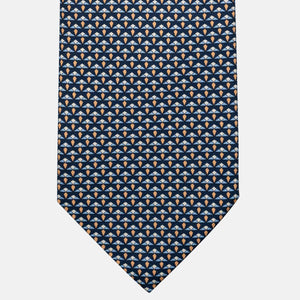 3-Fold Silk Tie, Micro Pattern, Blue Orange - JC056665-8