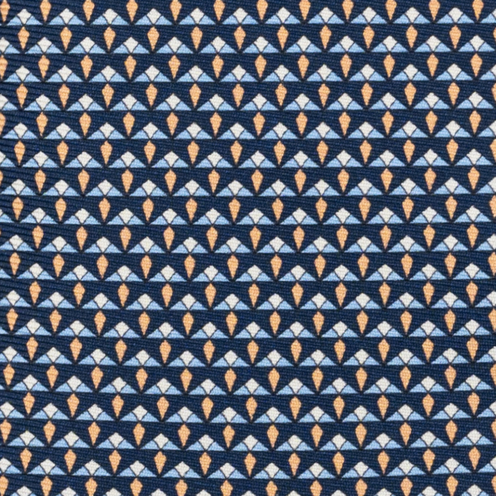 3-Fold Silk Tie, Micro Pattern, Blue Orange - JC056665-8
