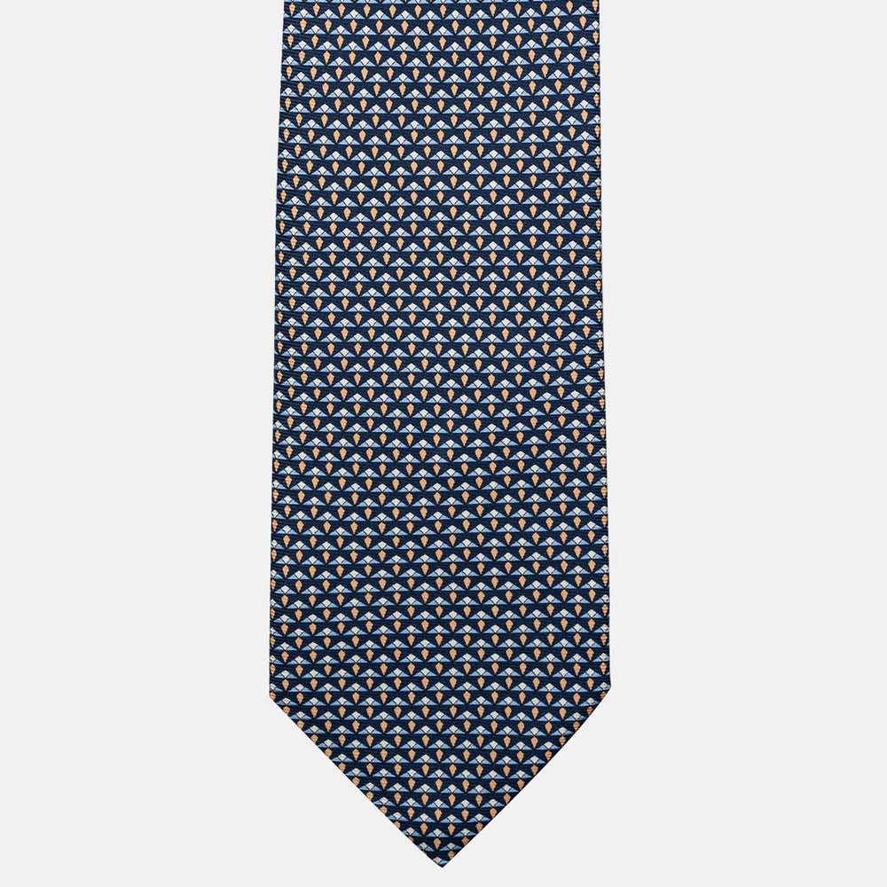 3-Fold Silk Tie, Micro Pattern, Blue Orange - JC056665-8