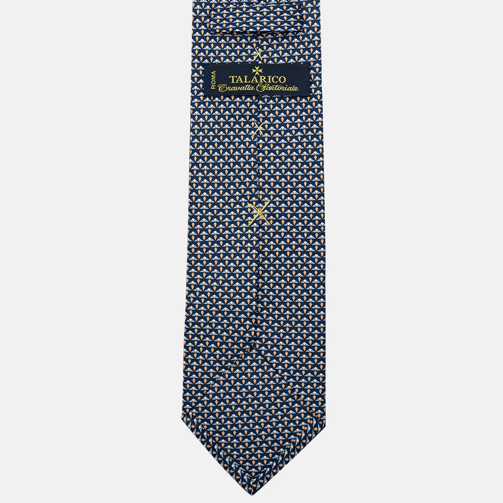 3-Fold Silk Tie, Micro Pattern, Blue Orange - JC056665-8