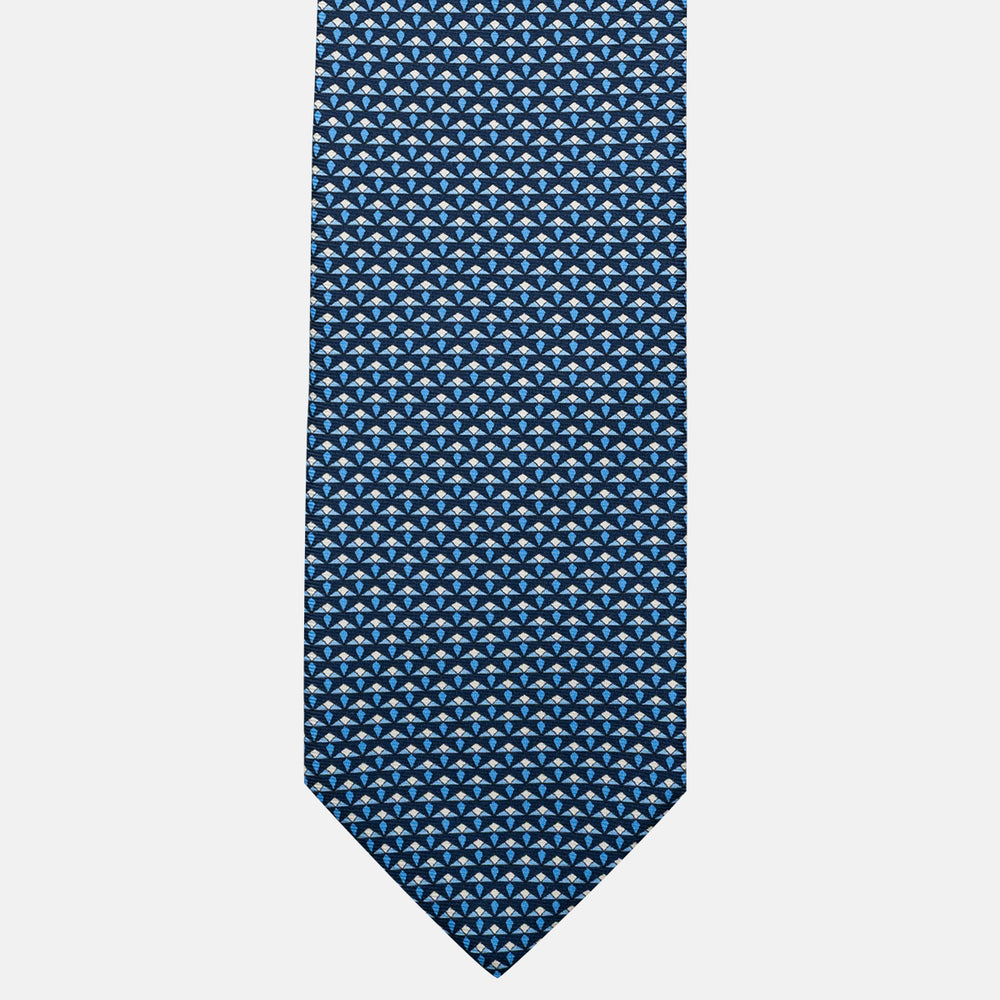 3-Fold Silk Tie, Micro Pattern, Light Blue - JC056665-9