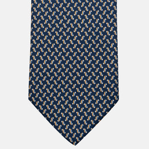 Cravatta 3 pieghe in Seta, Micro Fantasia, Blu Arancione - JC056668-10