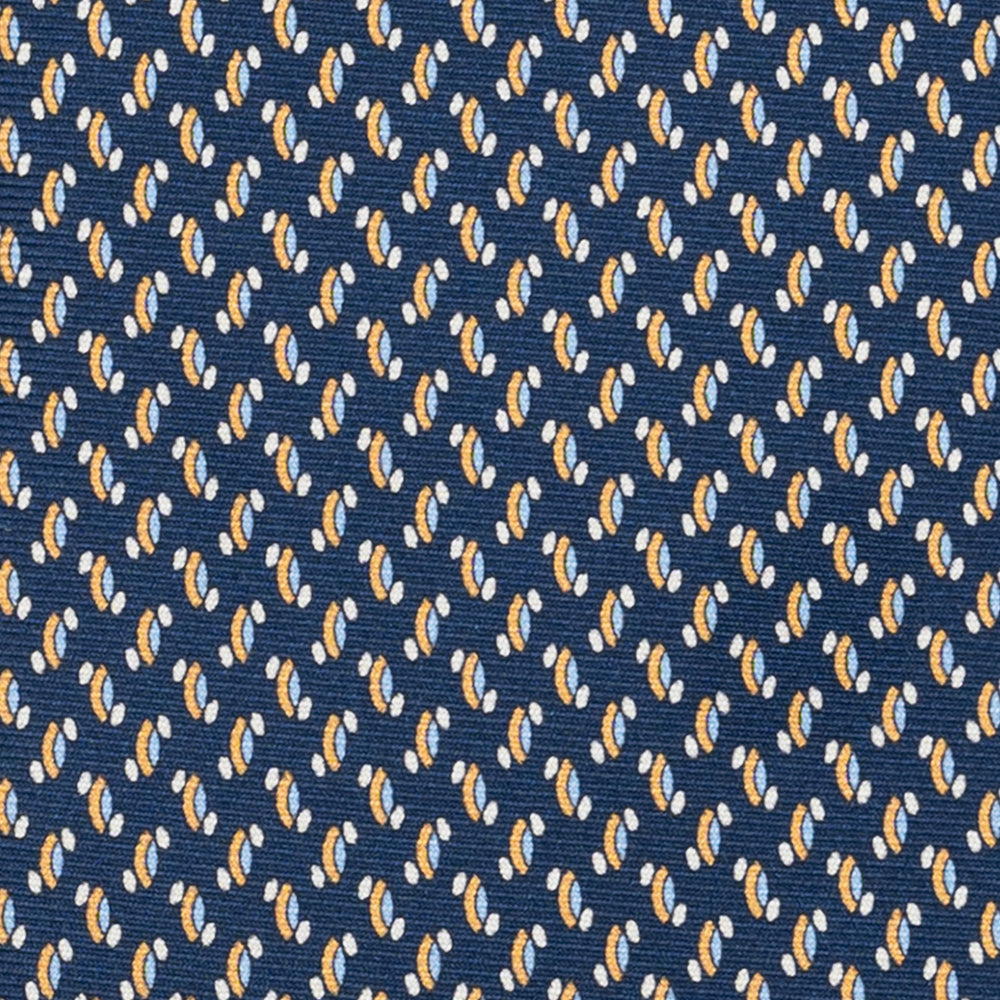 Cravatta 3 pieghe in Seta, Micro Fantasia, Blu Arancione - JC056668-10