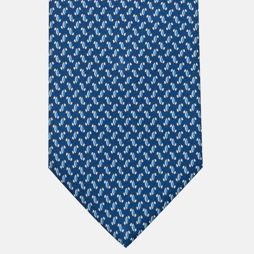 Cravatta 3 pieghe in Seta, Micro Fantasia, Azzurro - JC056668-11