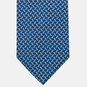 Cravatta 3 pieghe in Seta, Micro Fantasia, Azzurro - JC056668-11