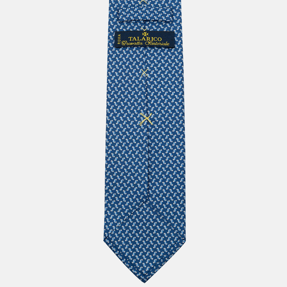 Cravatta 3 pieghe in Seta, Micro Fantasia, Azzurro - JC056668-11