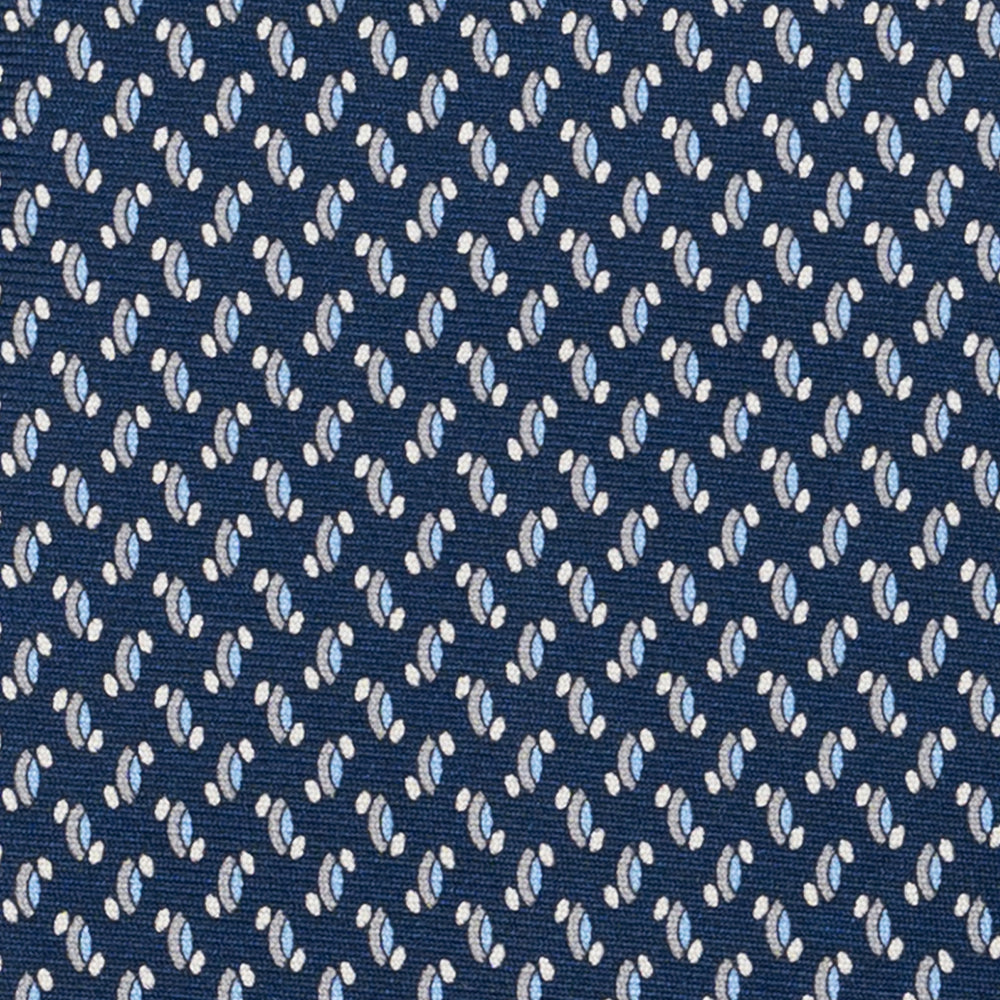 Cravatta 3 pieghe in Seta, Micro Fantasia, Blu Grigio - JC056668-12