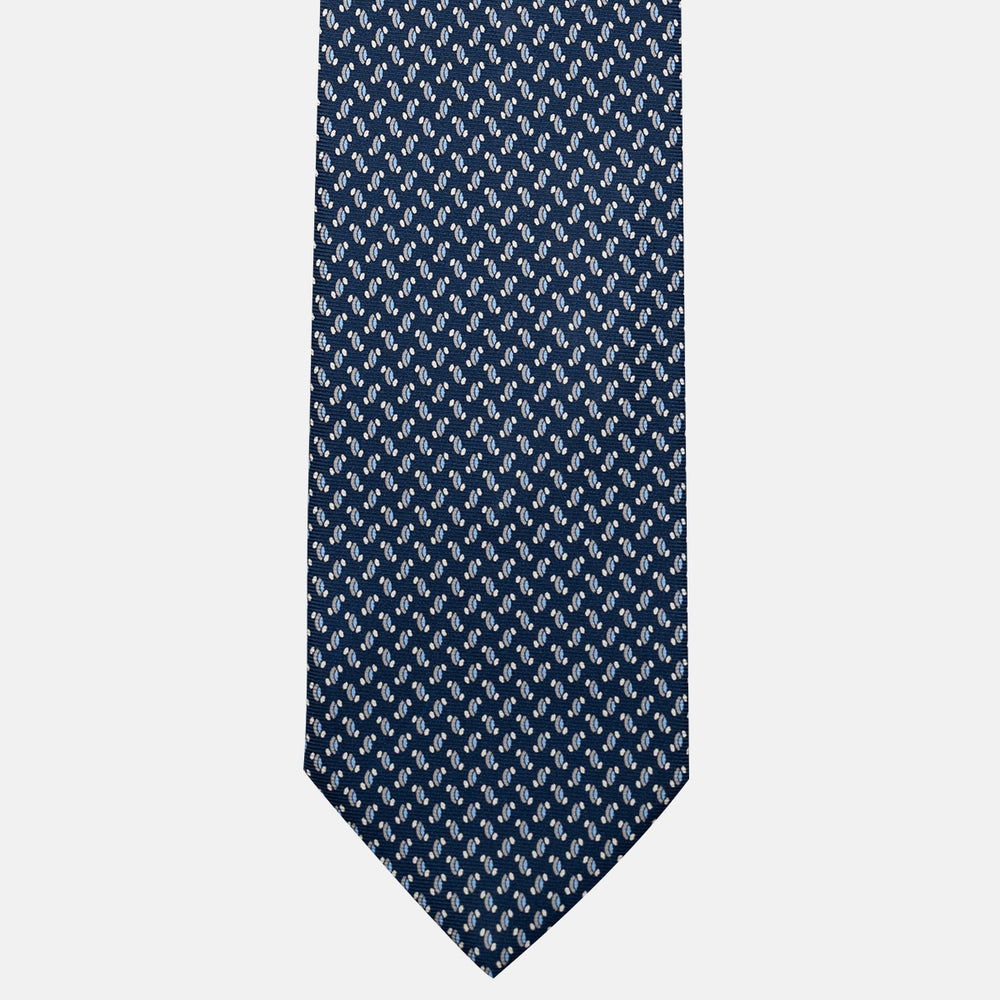 Cravatta 3 pieghe in Seta, Micro Fantasia, Blu Grigio - JC056668-12
