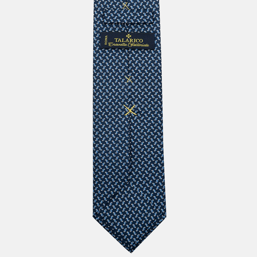 Cravatta 3 pieghe in Seta, Micro Fantasia, Blu Celeste - JC056668-13