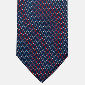 Cravatta 3 pieghe in Seta, Micro Fantasia, Blu Rosso - JC056668-1