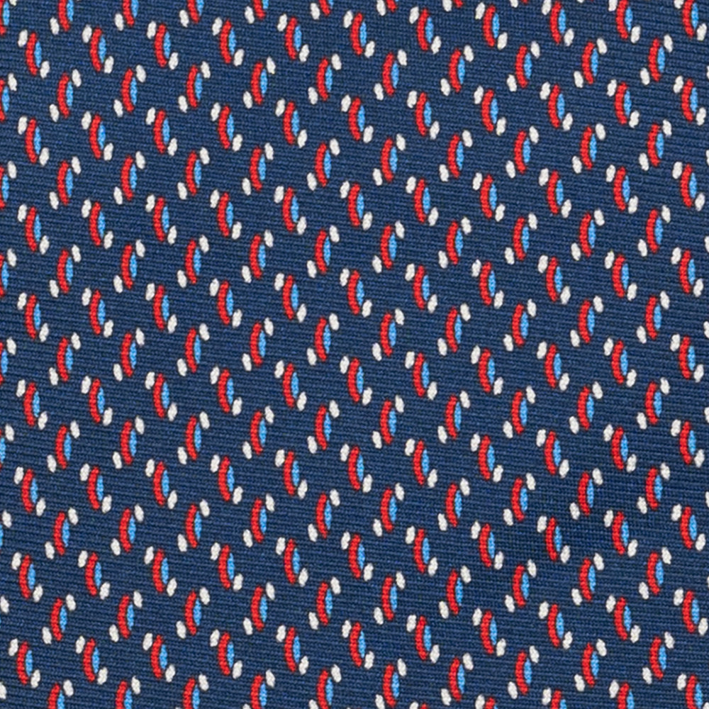 Cravatta 3 pieghe in Seta, Micro Fantasia, Blu Rosso - JC056668-1