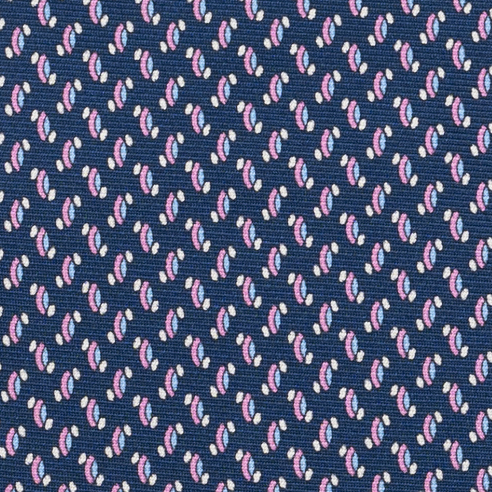 Cravatta 3 pieghe in Seta, Micro Fantasia, Blu Rosa - JC056668-2