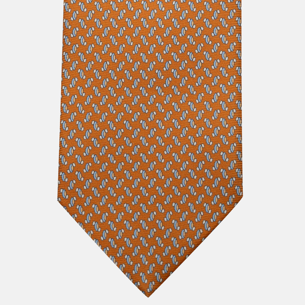 Cravatta 3 pieghe in Seta, Micro Fantasia, Arancione - JC056668-3