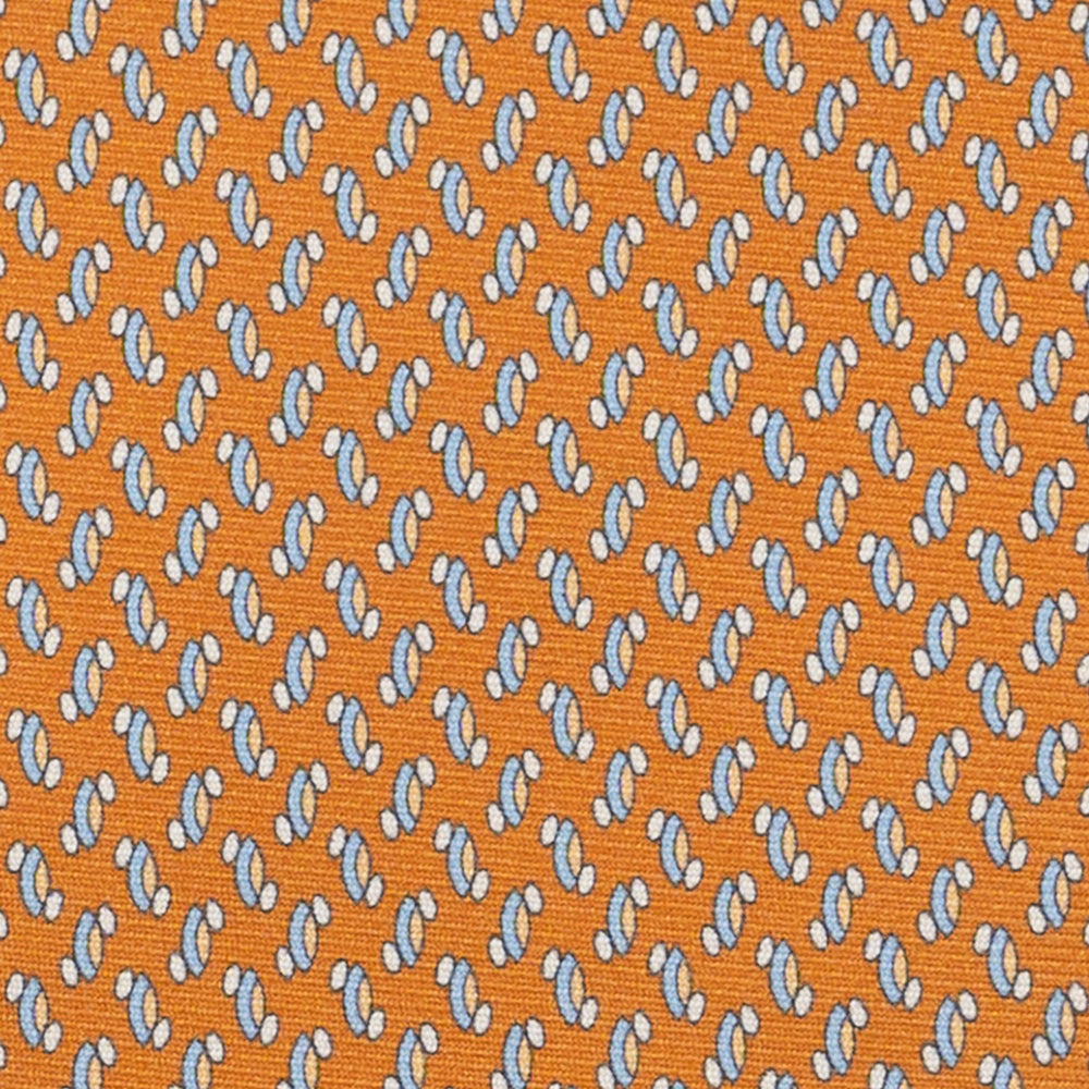 Cravatta 3 pieghe in Seta, Micro Fantasia, Arancione - JC056668-3