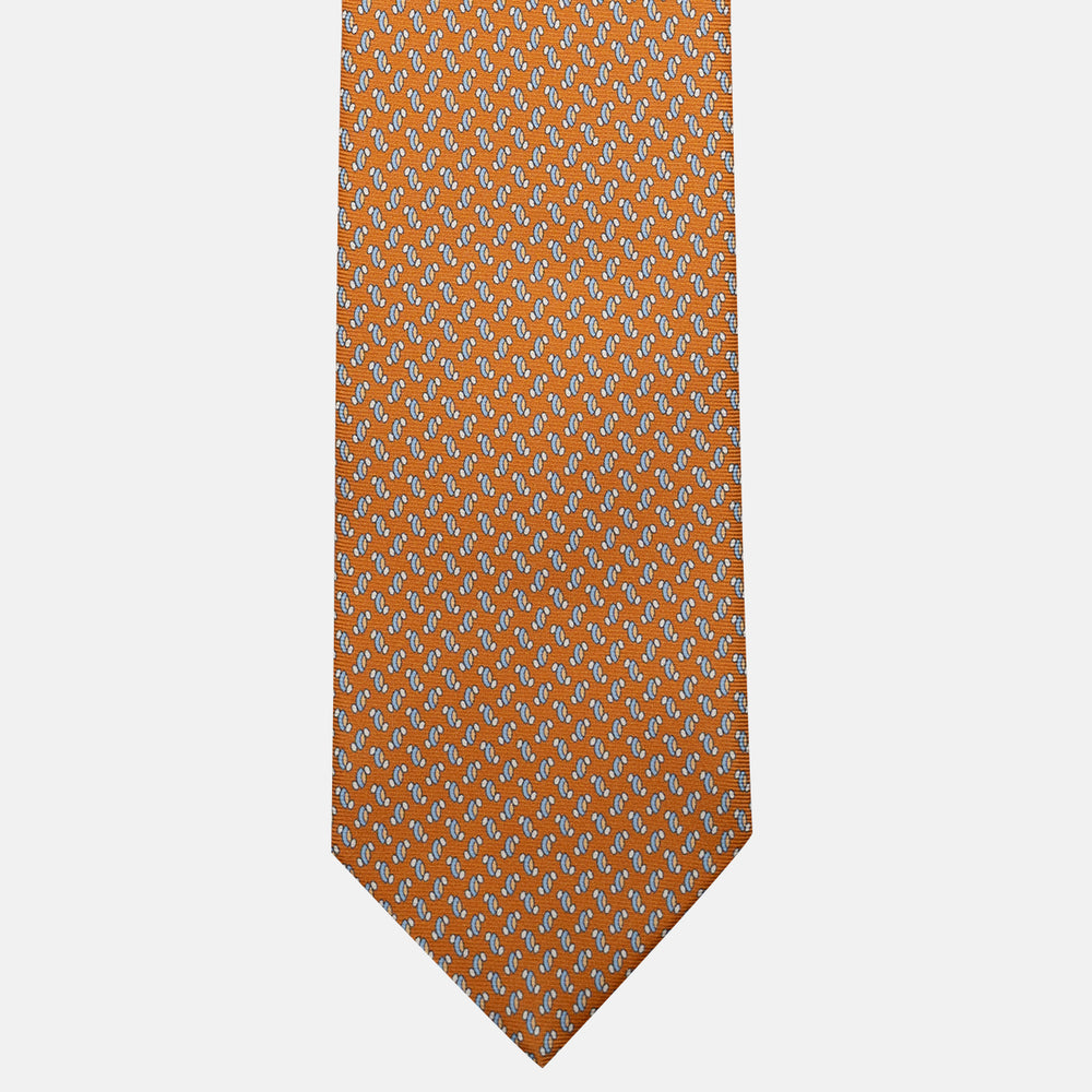 Cravatta 3 pieghe in Seta, Micro Fantasia, Arancione - JC056668-3