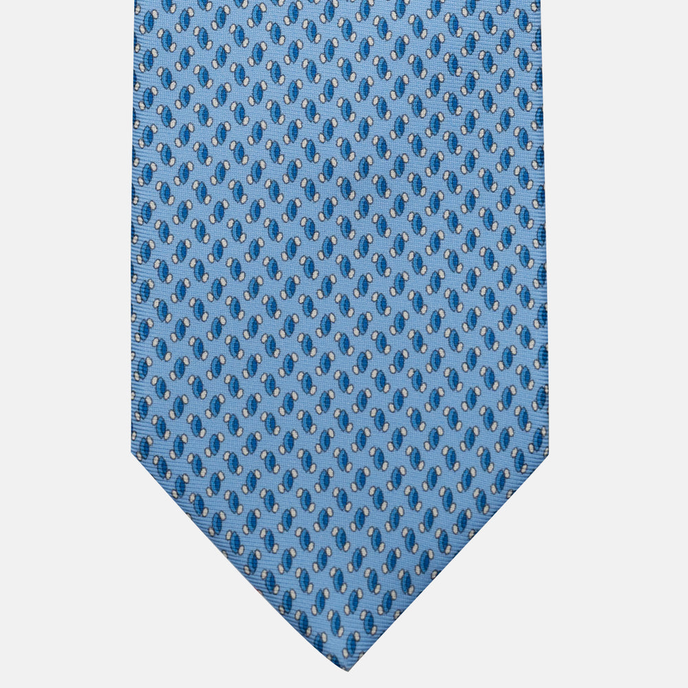 Cravatta 3 pieghe in Seta, Micro Fantasia, Celeste - JC056668-5