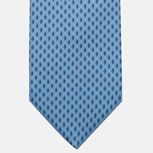 Cravatta 3 pieghe in Seta, Micro Fantasia, Celeste - JC056668-5