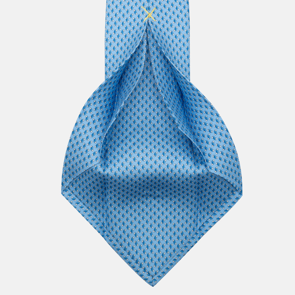 Cravatta 5 pieghe in seta Micro Fantasia Celeste - JC056668-5