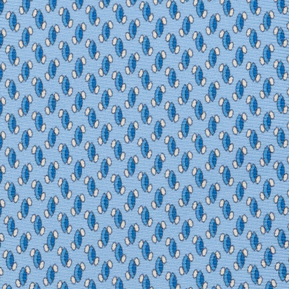 Cravatta 3 pieghe in Seta, Micro Fantasia, Celeste - JC056668-5