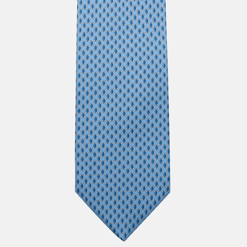 Cravatta 3 pieghe in Seta, Micro Fantasia, Celeste - JC056668-5