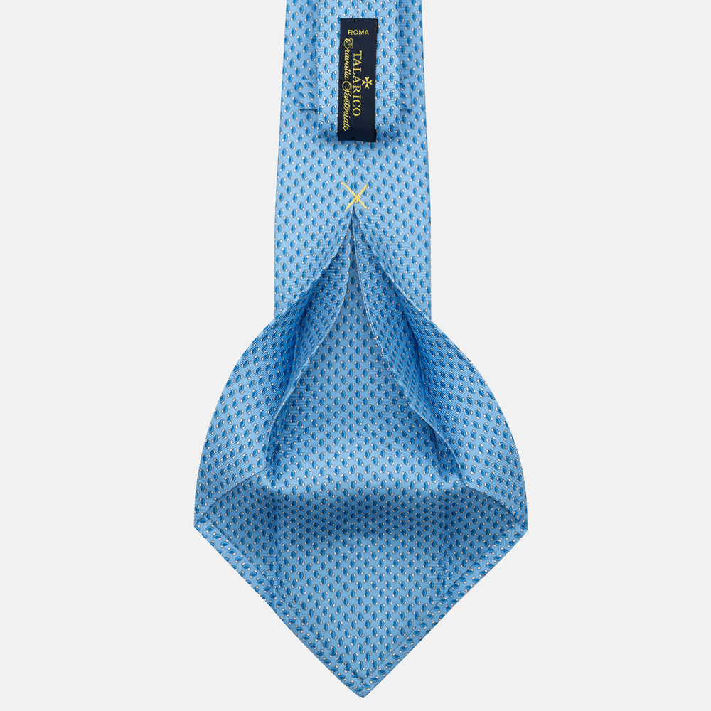 Cravatta 5 pieghe in seta Micro Fantasia Celeste - JC056668-5