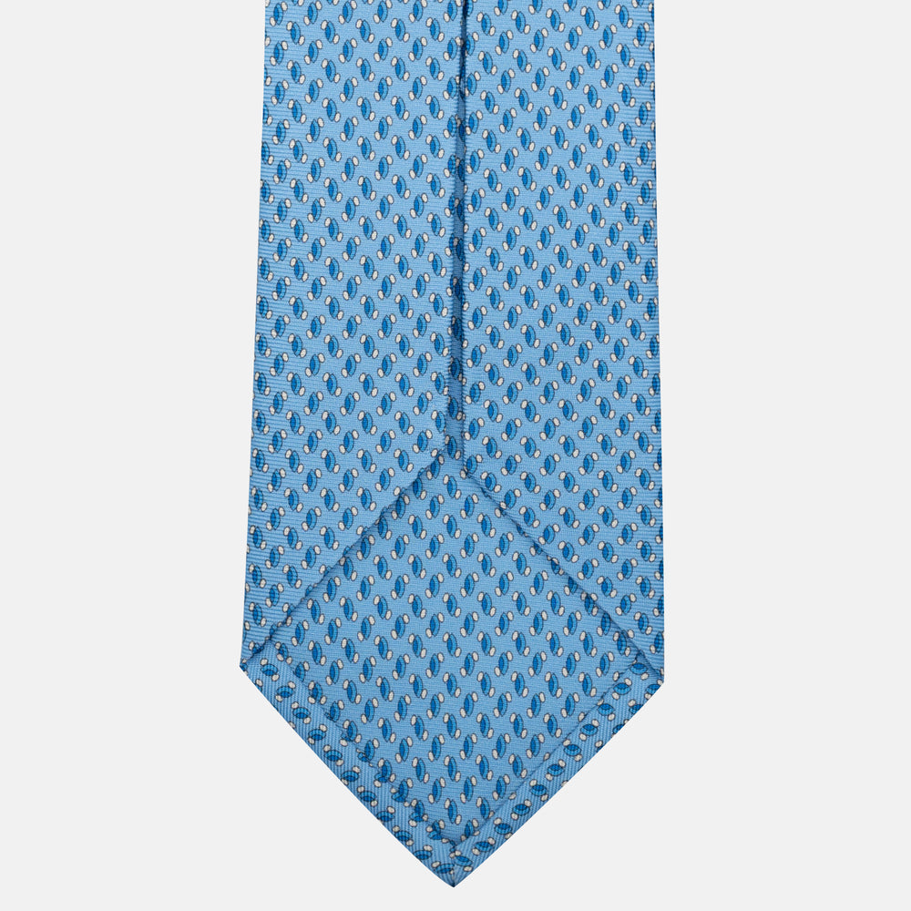 Cravatta 5 pieghe in seta Micro Fantasia Celeste - JC056668-5