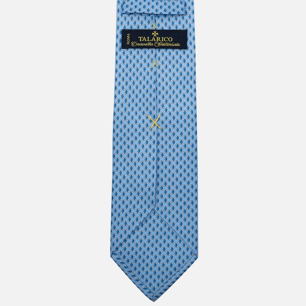 Cravatta 3 pieghe in Seta, Micro Fantasia, Celeste - JC056668-5