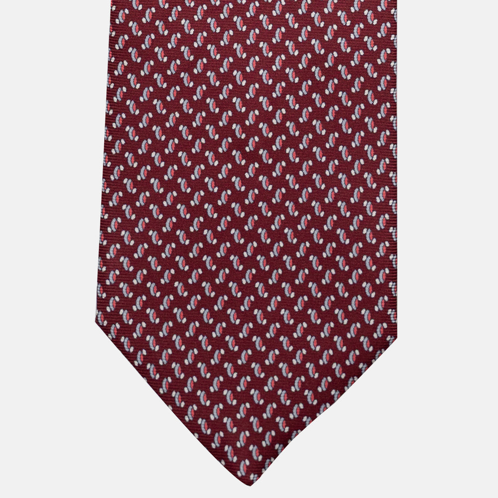 Cravatta 3 pieghe in Seta, Micro Fantasia, Bordeaux - JC056668-8