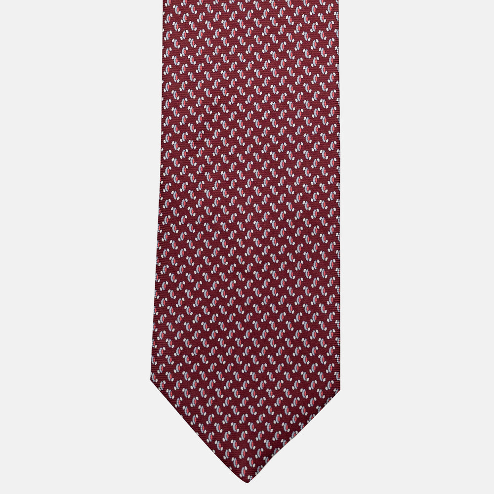 Cravatta 3 pieghe in Seta, Micro Fantasia, Bordeaux - JC056668-8