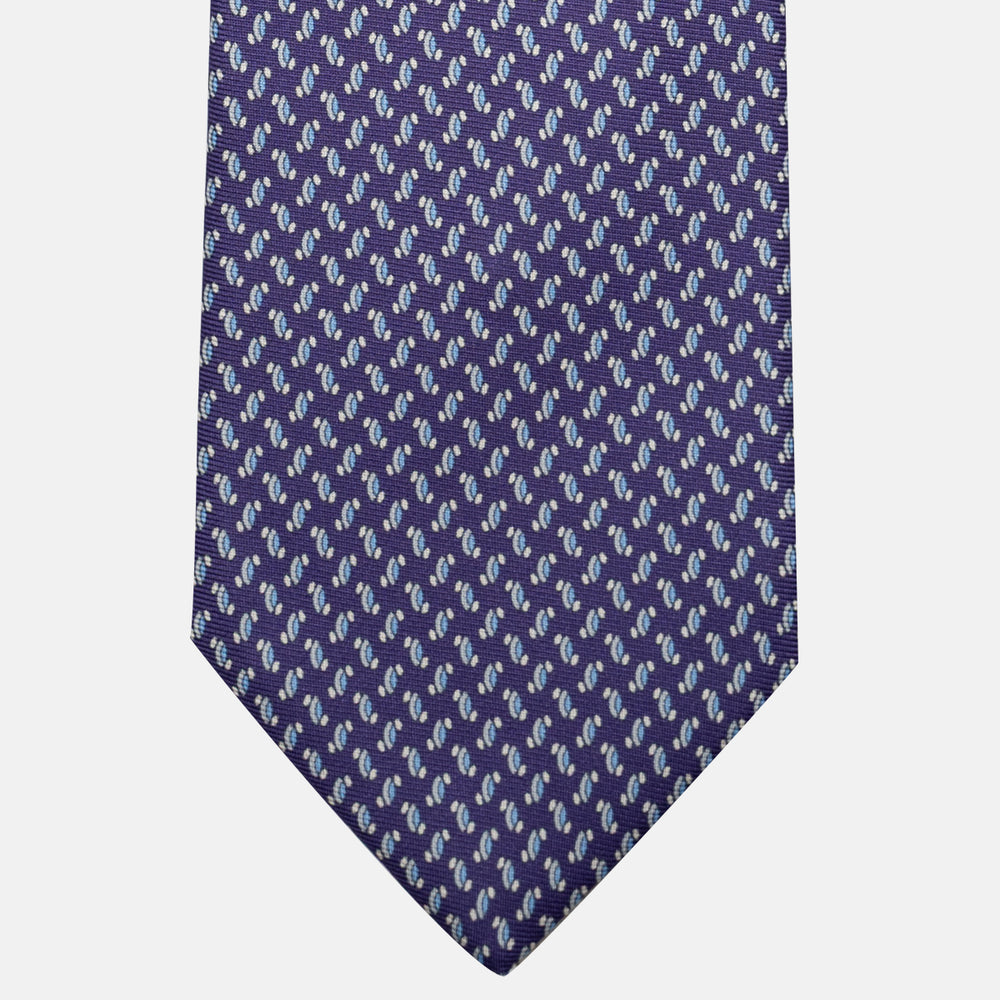 Cravatta 3 pieghe in Seta, Micro Fantasia, Viola - JC056668-9