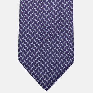 Cravatta 3 pieghe in Seta, Micro Fantasia, Viola - JC056668-9