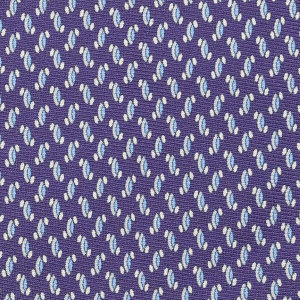 Cravatta 3 pieghe in Seta, Micro Fantasia, Viola - JC056668-9