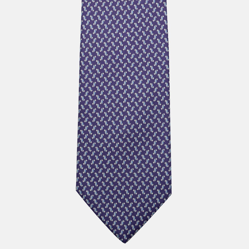 Cravatta 3 pieghe in Seta, Micro Fantasia, Viola - JC056668-9
